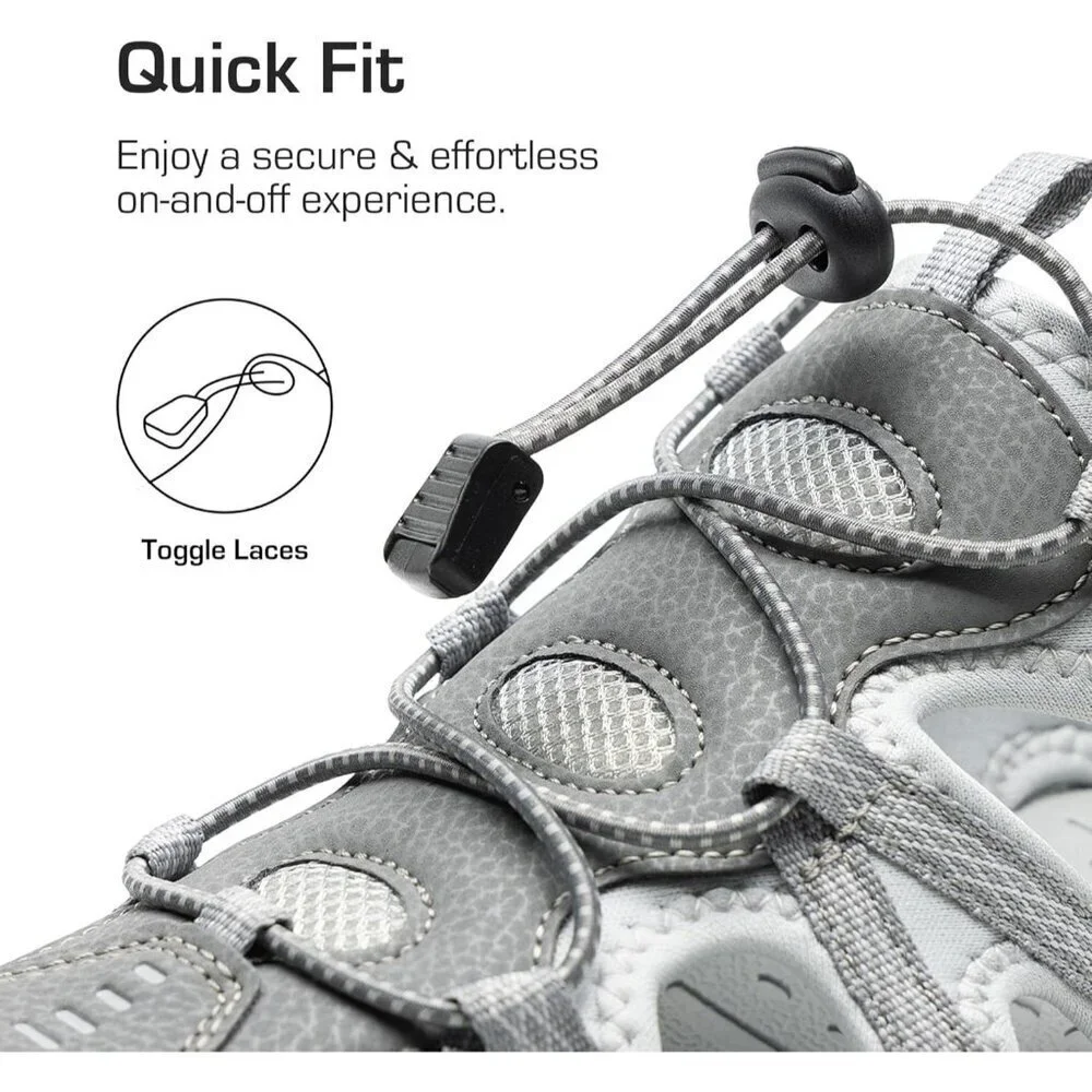 Hiking Sandals Men's Light Gray Athletic Cushioned Closed Toe Fisherman Shoes